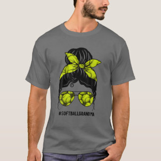 T-shirt Softball Grandma Life Frame Messy Bun Cheveux Sung
