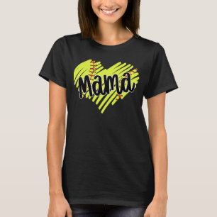 T-shirt Softball Heart Ball Mama Femmes Softball