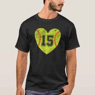 T-shirt Softball Heart Player 15 Softball Maman Papa Varsi