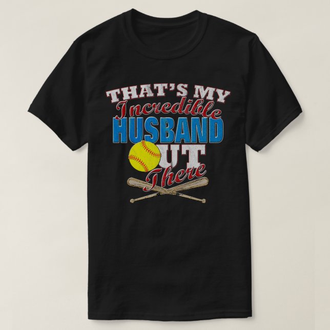 T-shirt Softball Husband Drôle cadeau pour femme (Design devant)