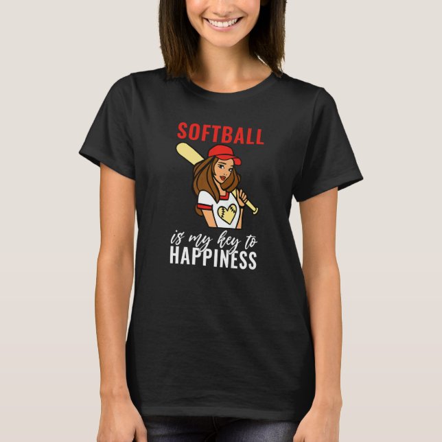 T-shirt Softball is my Key to Happiness  Softball (Devant)