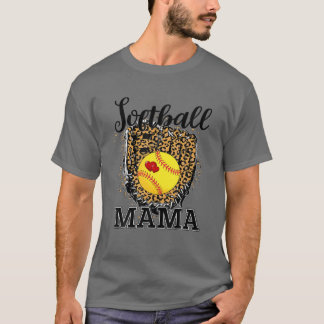 T-shirt Softball Mama Leopard Game Day Cadeau Pour Mère Sp