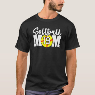 T-shirt Softball Maman Numéro 19