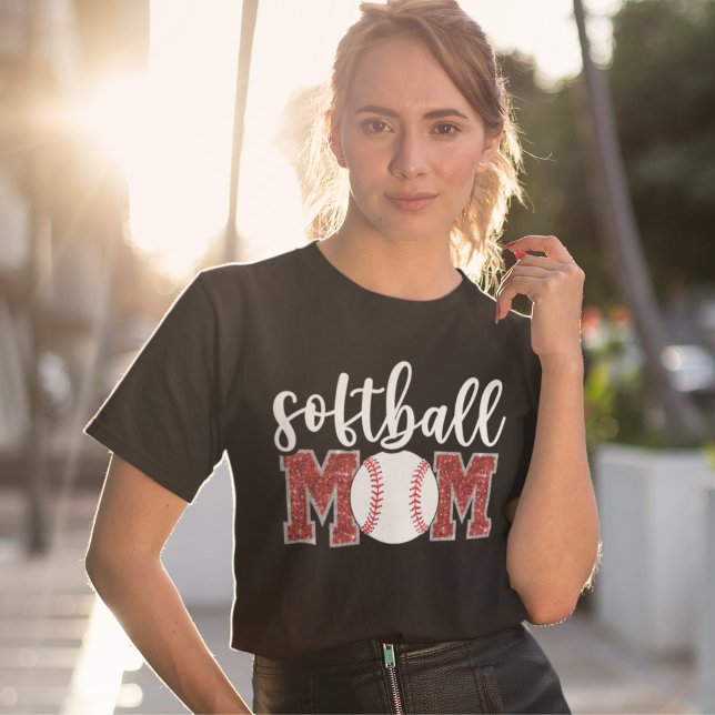 T-shirt Softball Mom cute bright red text (Créateur téléchargé)