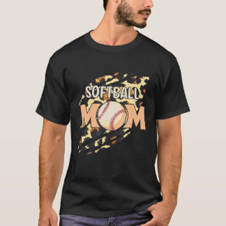 T-shirt Softball Mom Leopard Baseball Sports Lovers Mother