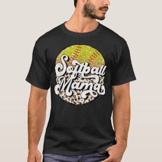T-shirt Softball Mom Leopard Funny Baseball Mom Mothers Da