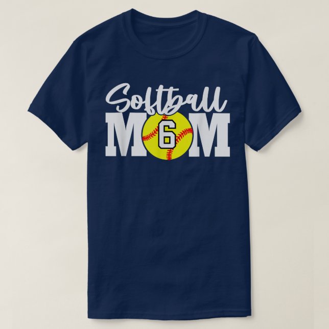 T-shirt Softball Mom Numéro 6 (Design devant)