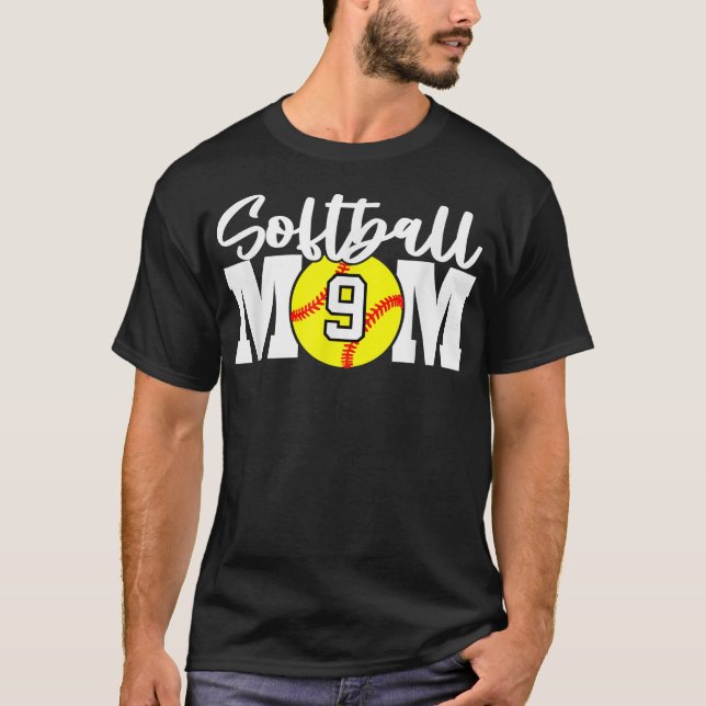 T-shirt Softball Mom Numéro 9  (Devant)