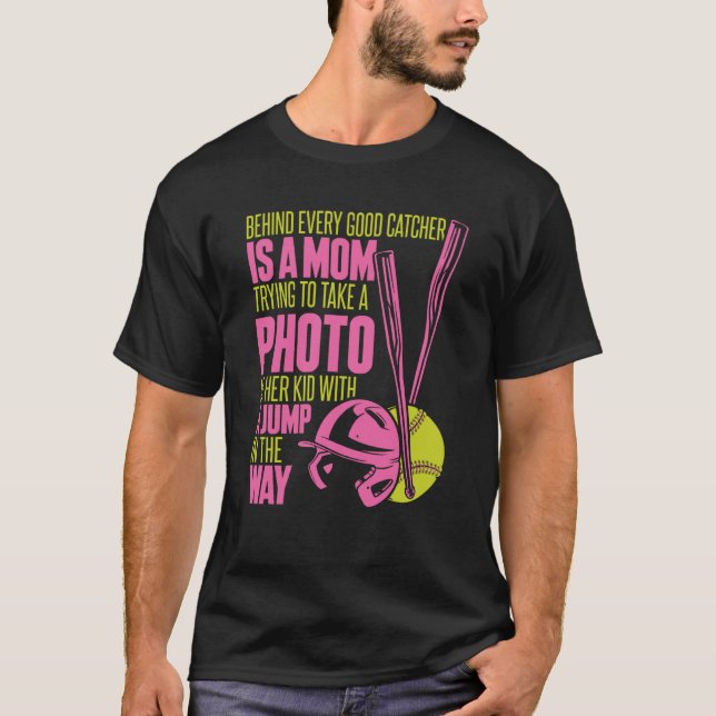 T-shirt Softball Mom Pitcher Batter Catcher Softball (Devant)