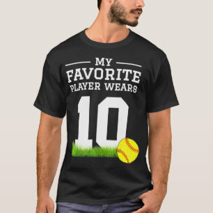 T-shirt Softball Numéro 10 Fan Chemise Maman Papa Grand-mè