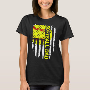 T-shirt Softball Papa Américain Drapeau Vintage Softball