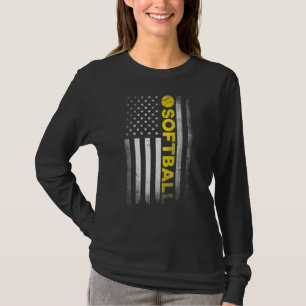 T-shirt Softball Papa Maman Usa Us American Flag Appareils