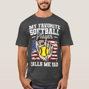 T-shirt Softball Papa USA Drapeau père