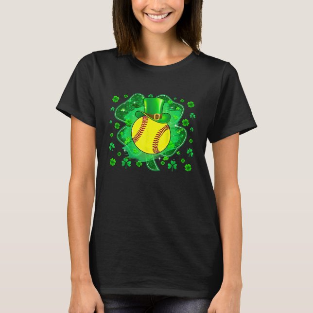 T-shirt Softball St Patricks Day Leprechaun Shamrock Boys  (Devant)