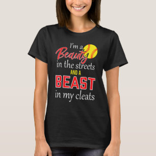 T-shirt Softball Une Beauté Dans Les Rues Et Une Bête Dans
