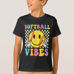 T-shirt Softball Vibes Softball Retro Super Jour Fille