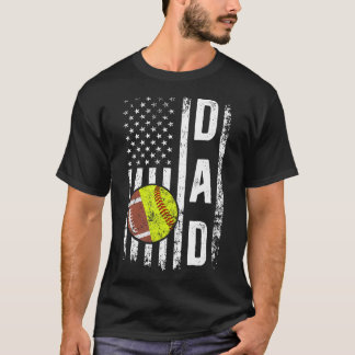 T-shirt SoftballPapa US DrapeauSoftball père