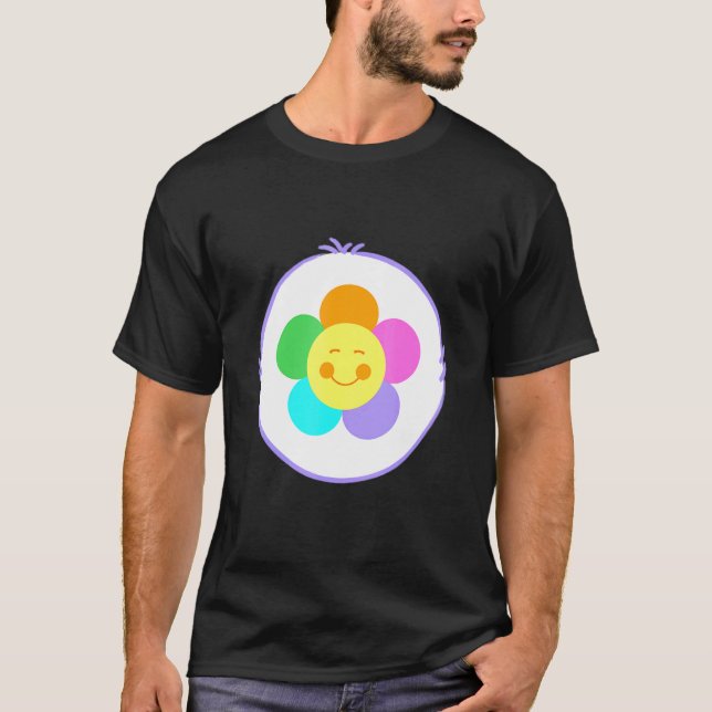 T-shirt Soin Ours Violet Fleur Symbole ventre Easy Hallowe (Devant)