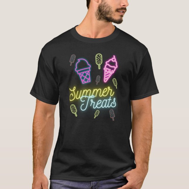 T-shirt Soins d'été Neon Lights Ice Cream Popsicle (Devant)