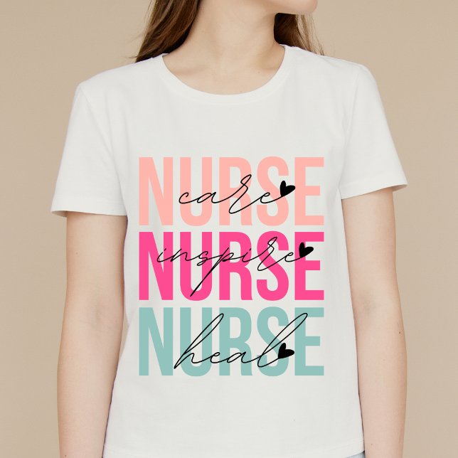 T-shirt Soins infirmiers colorés Inspirer guérison (Créateur téléchargé)