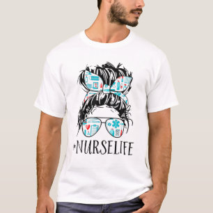 T-shirt Soins infirmiers Messy Coiffure Femme Bun Infirmiè
