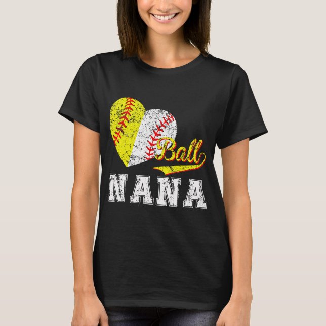 T-shirt Soirée de baseball Soirée de balle Coeur Nana Fête (Devant)