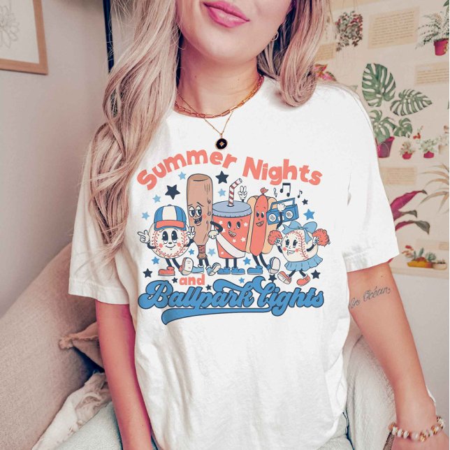 T-shirt Soirées D'Été Et Lumières Du Ballpark Baseball (Créateur téléchargé)