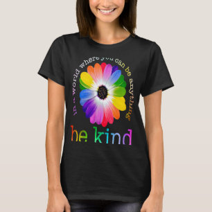 T-shirt Sois gentil Coloré Daisy Boho Rainbow santé mental