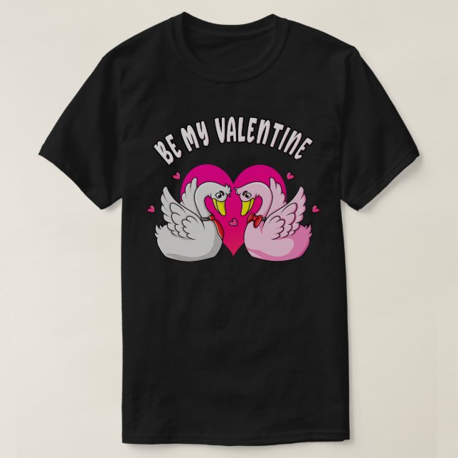 T-shirt Sois ma Saint Valentin mignonne Swans Love (Design devant)