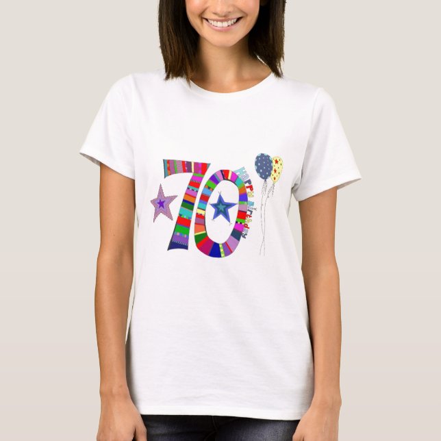 T-shirt Soixante-dixième ballon heureux d'anniversaire (Devant)