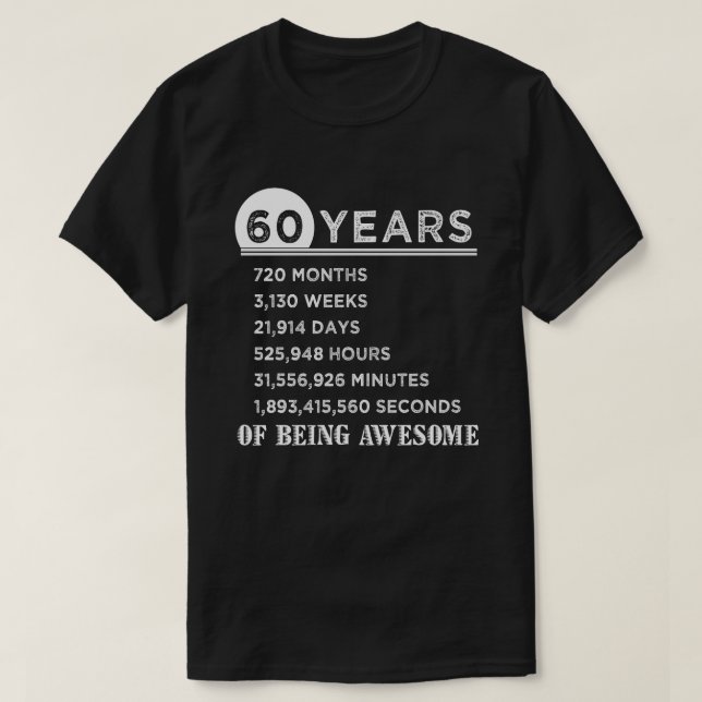 T-shirt soixantième Chemise d'anniversaire cadeaux (Design devant)