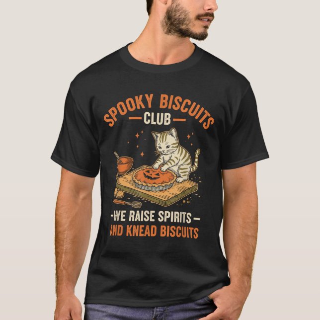T-shirt Soky Biscuits Club Funny Halloween Cat Baking (Devant)