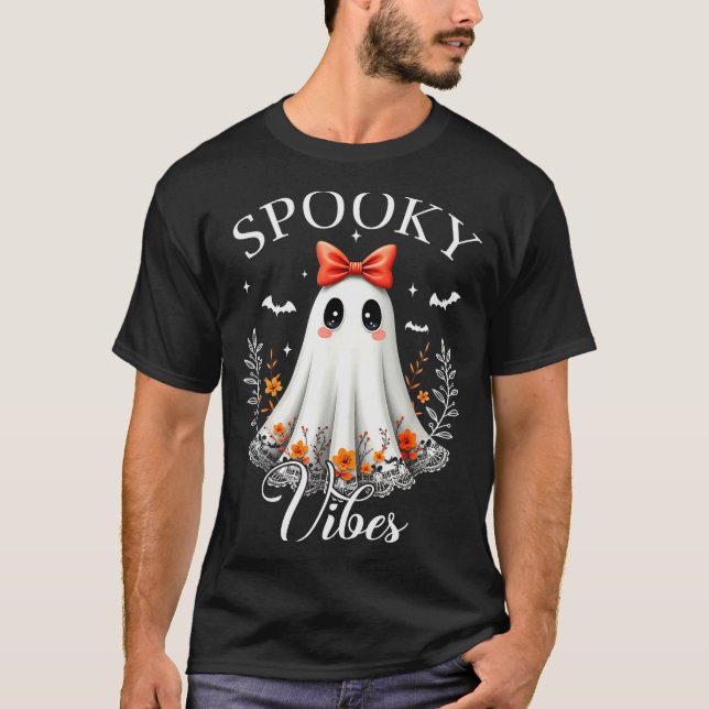 T-shirt Soky Vibes Ghost Retro Groovy Halloween Women Girl (Devant)