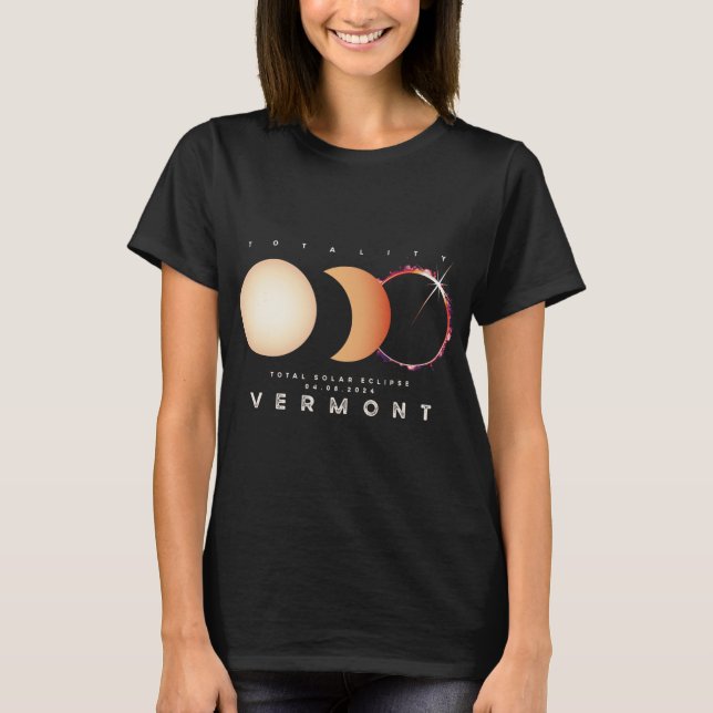 T-shirt Solar Eclipse 2024 Vermont Total Eclipse Astronomi (Devant)