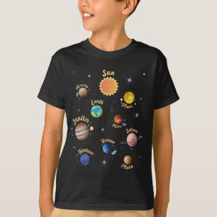 T-shirt Solar System Planets Kids Knowledge Outer Space T-