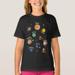 T-shirt Solar System Planets Kids Knowledge Outer Space T-