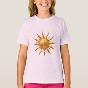 T-shirt Soleil doré radieux Design d'art bohème céleste