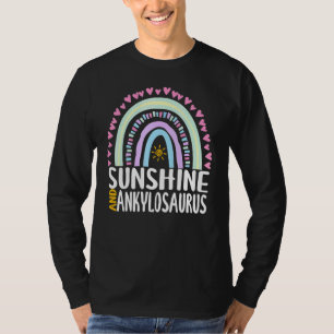 T-shirt Soleil Et Ankylosaurus Mignon Graphique Arc-en-cie