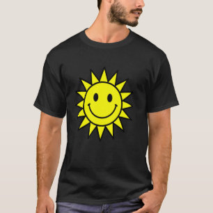 T-shirt Soleil Jaune Visage Souriant Sourire Heureux Rétro