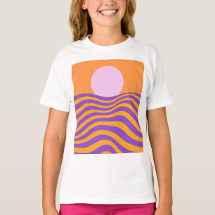 T-shirt Soleil psychédélique et vagues ondulantes1