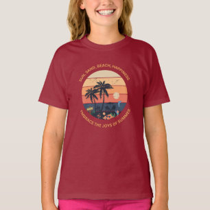 T-shirt Soleil, Sable, Plage, Bonheur, Embrassez des Joys