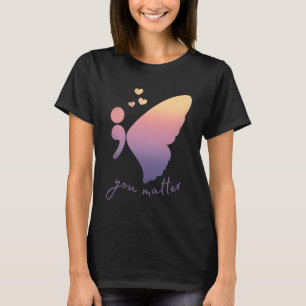 T-shirt Soleil Semicolon Papillon Santé mentale Suicide P