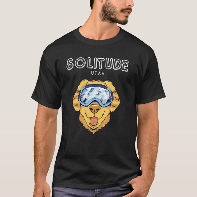 T-shirt Solitude Utah - Drôle Chien Ski Googes (Devant)