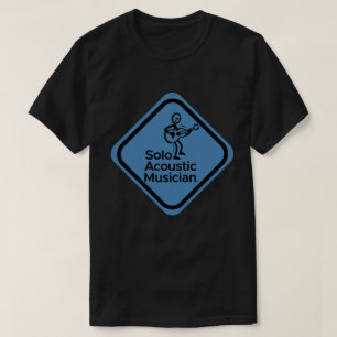 T-shirt Solo Musicien Acoustique Hommes Black Tee Blue Log