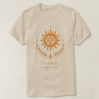 T-shirt Solstice d'été Visage céleste du soleil Art botani