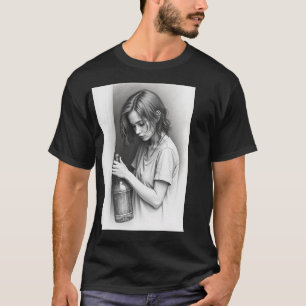 T-Shirt Sombre De Base."Bouteille Vide, Aventurier
