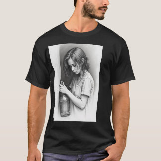 T-Shirt Sombre De Base."Bouteille Vide, Aventurier