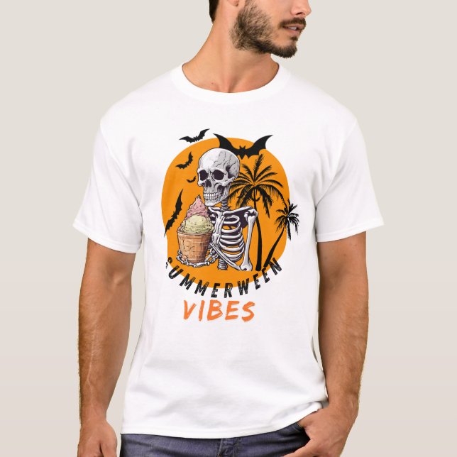 T-shirt Sommerween Crème glacée Squelette (Devant)