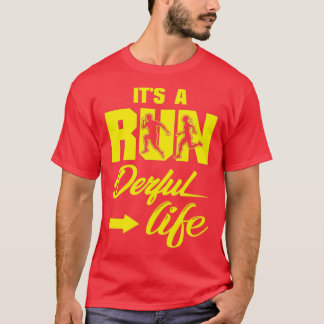 T-shirt Son A Run Derful Life Citations Jaune Noir