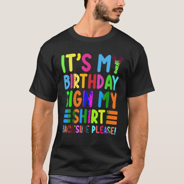 T-shirt Son Anniversaire Signer Ma Chemise À L'Arrière S'I (Devant)